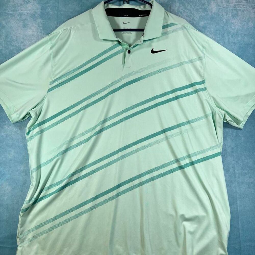 Nike Men's Green and Blue Polo-shirts
